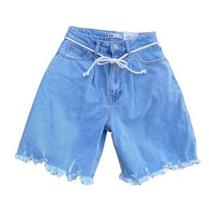 SO Bermuda Super High Rise Distressed Belt Shorts